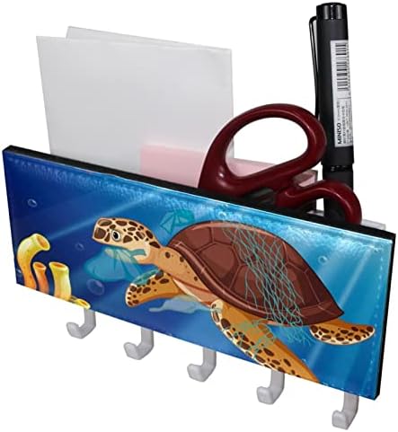 AMBIENTE AMBIENTE Organizador do rack de peixe de tartaruga marinha com 5 ganchos Banheiro de parede Banheiro de cozinha rack de