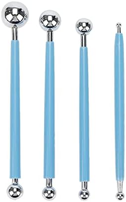 FAOTUP 1SET/4PCS AZUL+Ferramenta de bola de modelagem de prata, ferramentas de escultura de cerâmica, caneta de bola de ferramentas de cerâmica, ferramentas de escultura de argila de candidatos à bola, ferramenta de cerâmica final da esfera