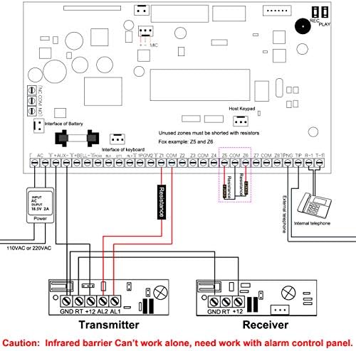 Uhpopte Digital 4 Beams IR Sensor de detector de barreira infravermelha IR para o sistema de alarme do quintal em casa