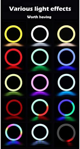 Anel de selfie Luz com Tripé de Desktop/Remoto Bluetooth, 47 RGB Color Modos Tiktok Luz, Luzes de Círculo de Fotografia para Tiktok