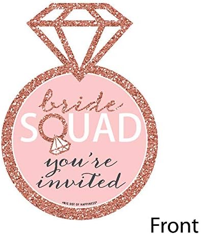 Esquadrão de noiva - convites de preenchimento em forma - Chuveiro de noiva de ouro rosa ou cartões de convite de despedida de solleta com envelopes - conjunto de 12