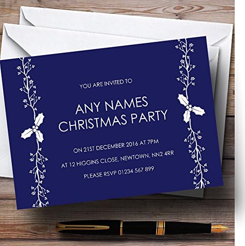 O card zoo azul escuro e branco de texto personalizado de Natal/Ano Novo/Festas de Férias Inv.