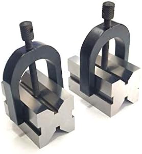Conjunto de pares de blocos de aço VE V-1-3/16 x 1-3/16 x 1-7/8 com braçadeiras-1 Capacidade da barra redonda