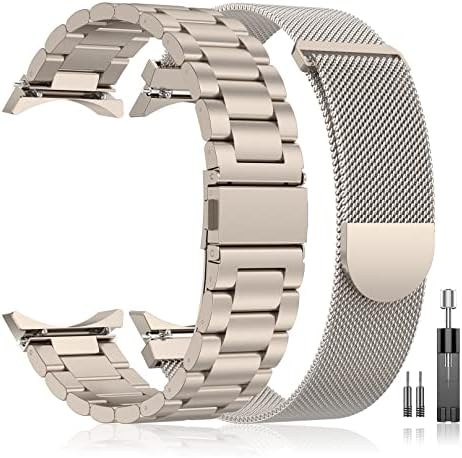 Everact Compatível para Samsung Galaxy Watch 4 Band, Galaxy Watch 5 40mm 44mm/pro 45mm, Galaxy Watch 4 Banda clássica 46mm 42mm, sem gap gap band, sólida substituição de metal de aço inoxidável para homens mulheres mulheres
