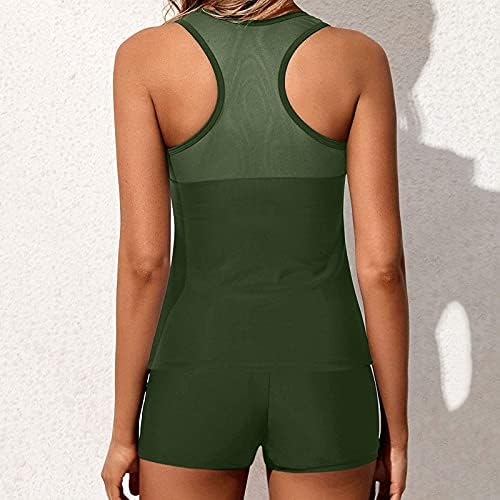 Feminino Blouson Tankini Swimsuits atléticos de duas peças Tommumy controle de barriga de banho de banho com shorts Modestas tampas de tanques