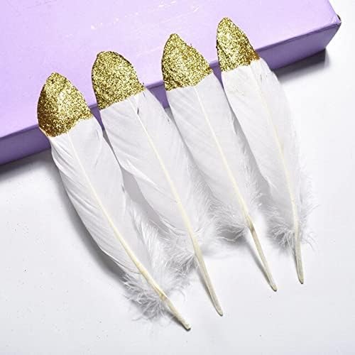 10pcs/lote de ouro mergulhado em penas de ganso natural para artesanato penas brancas para decoração de jóias Decoração de penas de casamento de plumas