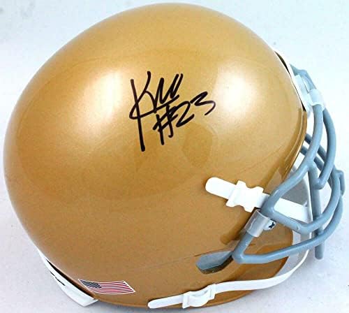 Kyren Williams autografou Notre Dame Schutt Mini capacete -JSA W *Black - Mini capacetes de faculdade autografados