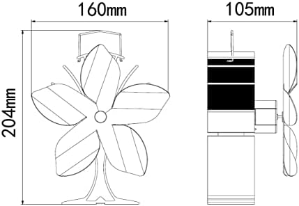 Ventilador de fogão LQmosu, ventilador de fogão a calor, 5 lâminas de fogão a calor do fogão, fã de fogão a lareira ecológica para