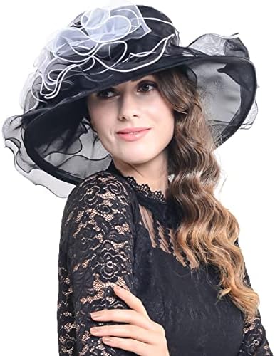 Wimdream Women Kentucky Derby Hats para tecido de organza do chá da igreja