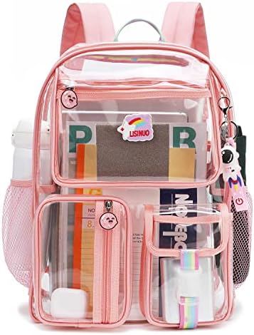 Lisinuo Clear Backpack Girl Transparene Backpacks Veja através da bolsa de livros para mulheres PVC Mesh Mesh Bag fofo