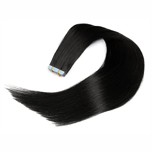 Fita de evasfos de 20 em extensões de cabelo - Remy Human Hair, Jet Black, Silky Soft, sem emaranhado, 20 peças/50g - Perfeito para mulheres