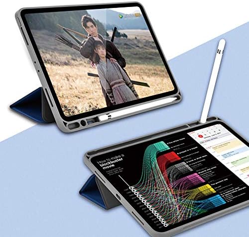 Caso do iPad Air 2019, novo modelo, suporte de sono, lápis compatível com carregamento, estojo de couro com slot para