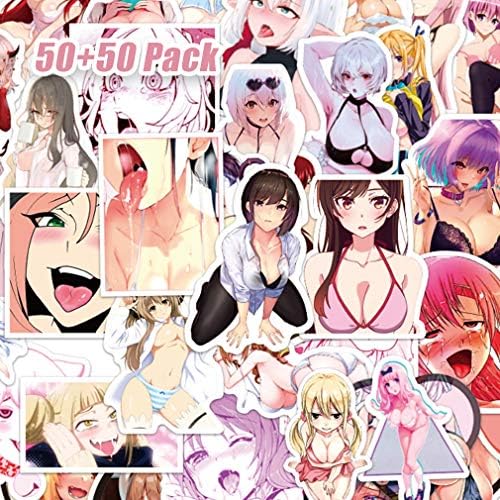 100 PCs Sexy Girl Anime adesivos para adultos, senhora fofa e loli coelhinho menina hentai waifu moda à prova d'água