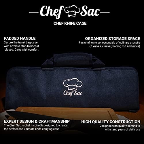 Chef Knife Roll Bag Case | 8 bolsos para facas e ferramentas | 2 abas com Cleaver & Mesh Pocket | Slot de bastão de aprimoramento