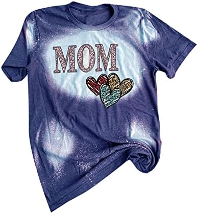 Baseball mama Tie Tye T-shirt para feminino de softball letra de manga curta impressão tee branqueada Moms Blouse angustia