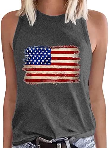 4 de julho Camisas para mulheres American Flag Summer Summer Sleesess O-Gobes Tops Stars Stars Stripes T-shirt Casual Túdos