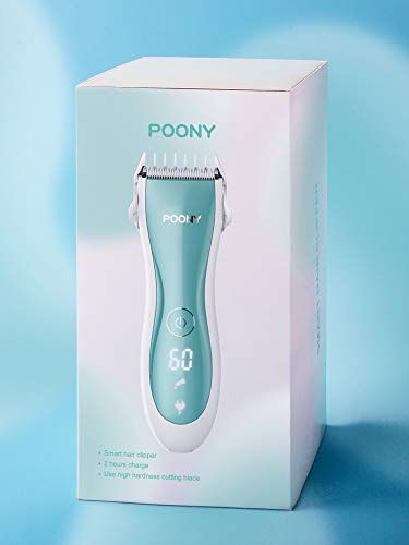 Poony Smart Hair Clipper, Kit de corte de cabelo com aparador de cabelo, Ipx7 impermeável com tela LED, carregamento USB Homanidade