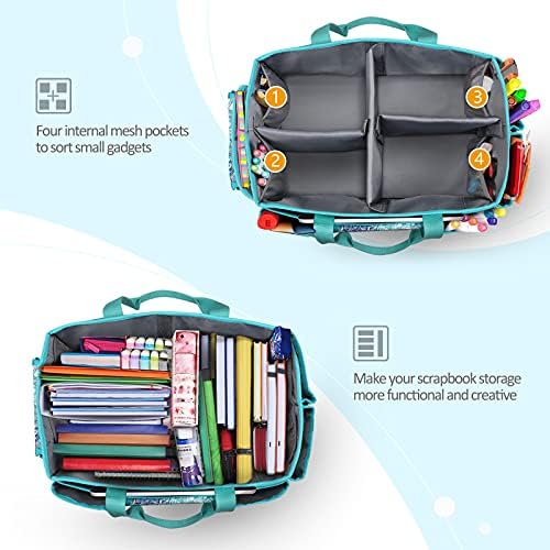 Bag de armazenamento artesanal de grande artesanato com vários bolsos, scrapbooking transportando caddy de armazenamento de estojos