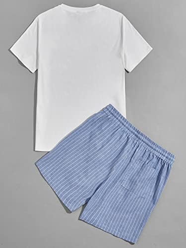 Milumia Men's Tropical impresso Tee de manga curta e shorts de bolso de cordão