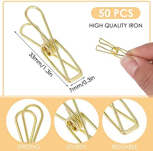 Prasacco 50 PCs clipes de papel dourado Mini clipes de fichário de metal fios de papel fofo clipes de vários objetivos
