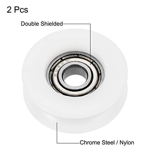 Uxcell nylon polia de ranhura de ranholina de rolamento de rolamento de esferas 6x27x9mm mancais de aço cromado de metal duplo