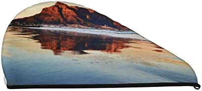 Montanha Wowbed no Sunrise Toalha de secagem de cabelos impressos com botão, toalha de cabelo de microfibra, chapéu de cabelo seco,