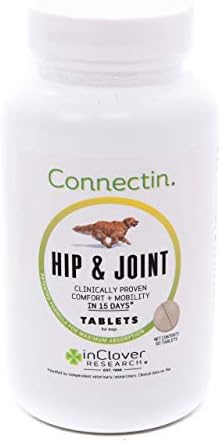 Em Clover Connectin Hip e Suplemento de comprimidos de articulação para cães e sprria