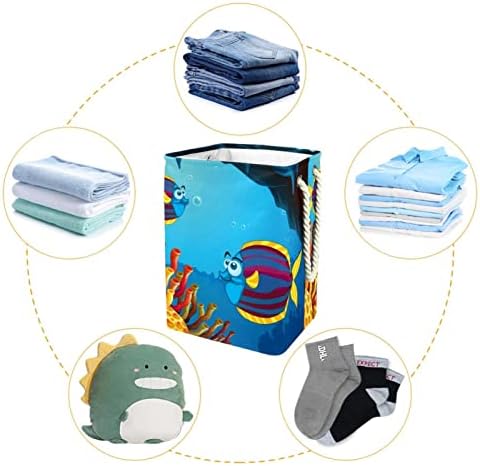 Indomer peixes coloridos lavanderia grande cesto de roupas prejudiciais à prova d'água cesta de roupas para roupas
