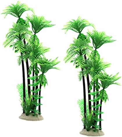 Happyyami 2pcs cocos de plástico Tree Aquarium Plants Ornament Mini Resina Artificial Palm Tree Tank Decorações de terrário de peixe