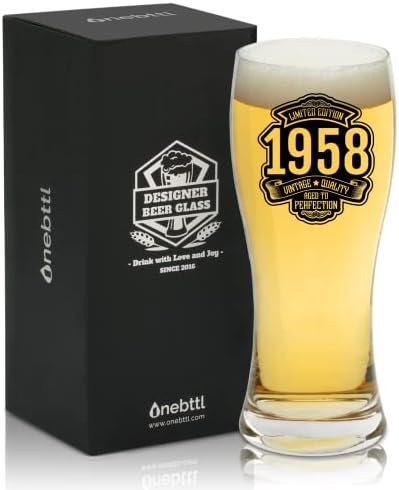 Presentes de aniversário de 65 anos para homens, edição limitada 1958, presentes de aniversário de 65 anos para homens, copo de cerveja, vintage 1958
