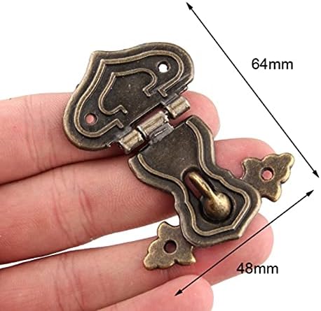 Slnfxc 1pc trava hasp gancho metal 5 parafusos de bronze antigo 63x47mm caixa decorativa caixa de madeira hardware de ferro vintage de cadeado de peito