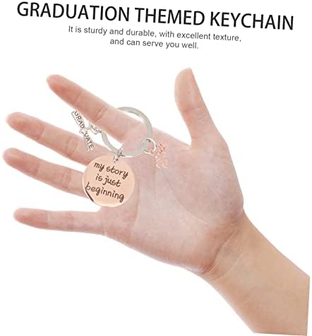 AMOSFUN 2PCS Graduação Keychain Stainless Aço Jóias Metal Keychain Carteira do chaveiro inspirador Chaves chiques chique
