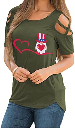 4 de julho camisetas camisetas para mulheres de manga curta V camiseta de pescoço camiseta American Flags listras tie-dye camisetas