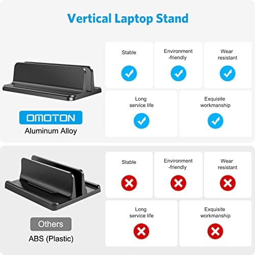 Omoton Laptop Stand Stand, suporte de alumínio para desktop para MacBook com tamanho de doca ajustável, se encaixa em todos