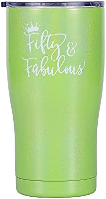 Designer K 50th Birthday Gift Tumbler para mulheres e homens, presente de garrafa de água para a 50ª e Fabulous