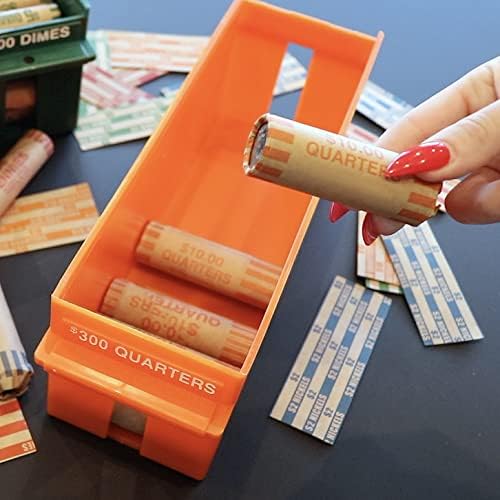 Caixas de armazenamento Nadex Rolled Coins com tampas de trava | Moedas de moedas de alta capacidade de cores organizando bandejas