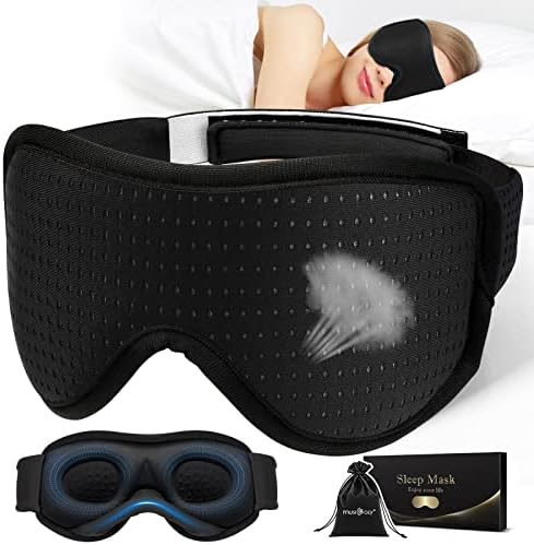 Máscara de sono musicozy para homens mulheres, 3D Bloco de máscara de olho para dormir respirável Tampa de seda macia de seda
