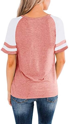 Camas de manga curta de laslulu Camisetas da tripulação Treino de cor de cor do pescoço Top de túnica casual Tops Athletic T-shirt