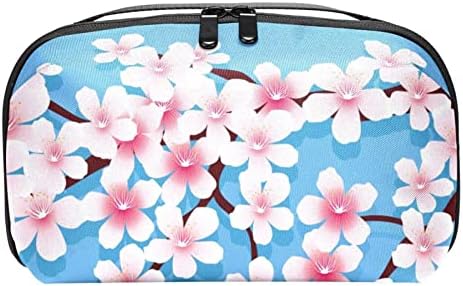 Cherry Blossoms Makeup Bag Zipper Pouch Travel Organizador cosmético para mulheres e meninas