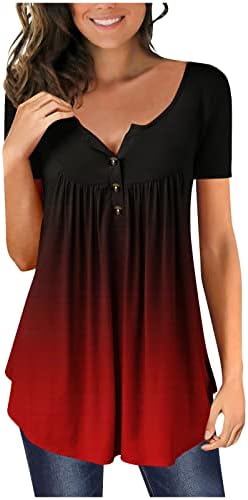 Camisas de henley para mulheres plus size hide belly tops de verão geometrias colorblock tunic top para blusa de leggings