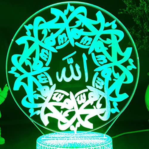 3D Muslim Allah Night Night Table mesa de mesa óptica Lâmpadas de ilusão 7 Luzes de cor de cor Lâmpada de mesa LED Xmas Home