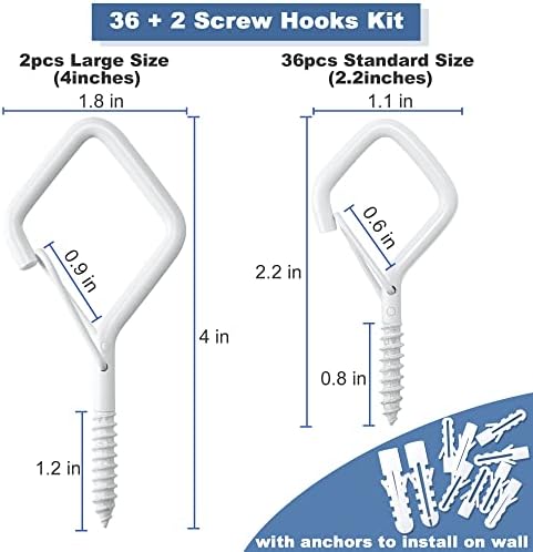 36 + 2pcs gancho de teto grande para pendurar planta, ganchos de parafuso rômbico com fivela de segurança para pendurar, parafuso no