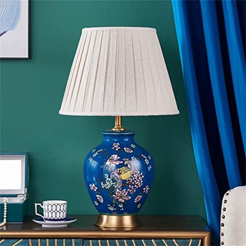 Luminária de mesa cerâmica de porcelana azul -grossa para a sala de estar de cabeceira de cabeceira de cabeceira de cabeceira