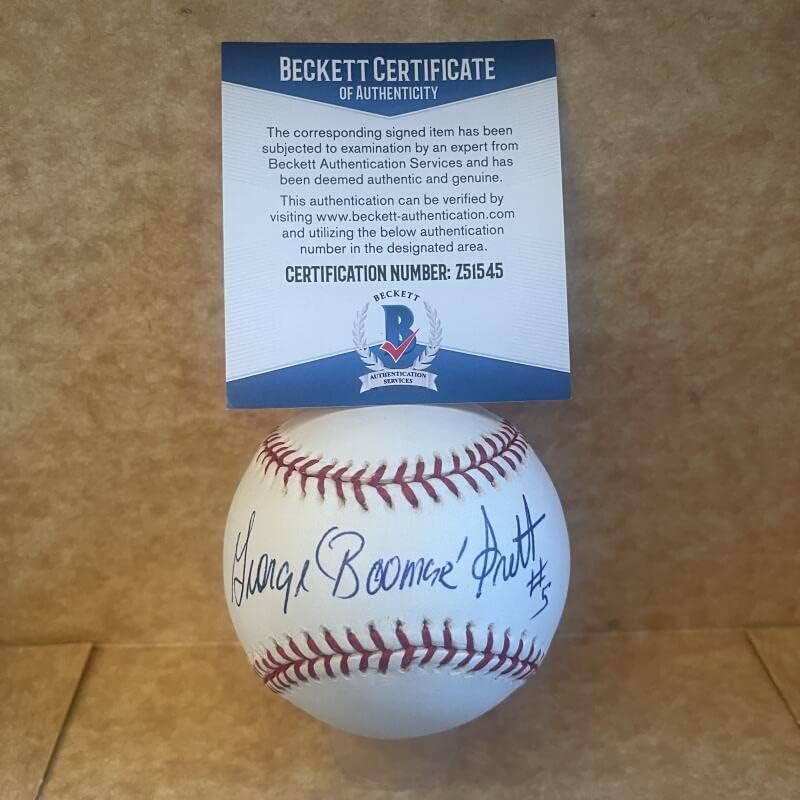George Boomer Scott Red Sox assinou autografado M.L. Baseball Beckett Z51545