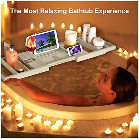 Lieber iluminação tampa da banheira Bathtub rack bambu prateleira banheira de banheira de banheira de banheira de banheira de banheira