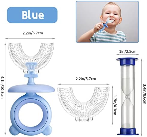 Escova de dentes infantis escovas de dentes de criança em forma de U - Silicone de grau macia de alimentos, 360 ° Dentes orais