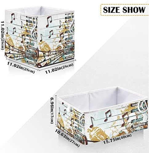 Cubo de armazenamento de Yasala com Handle Music Poster Cosques dobráveis ​​Cestas de armazenamento de brinquedos Cestas de prateleira