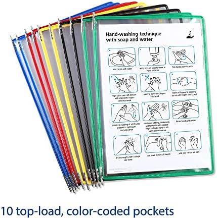 Bolsos giratórios de Tarifold para sistemas de parede ou mesa, tamanho de carta, cores variadas, 10/pacote