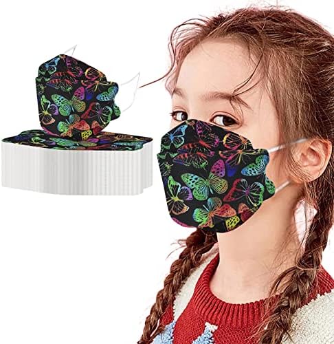 JMetrie 50pc Máscara facial descartável para crianças, máscaras de borboleta máscaras de face máscara confortável respirável para crianças meninas meninas