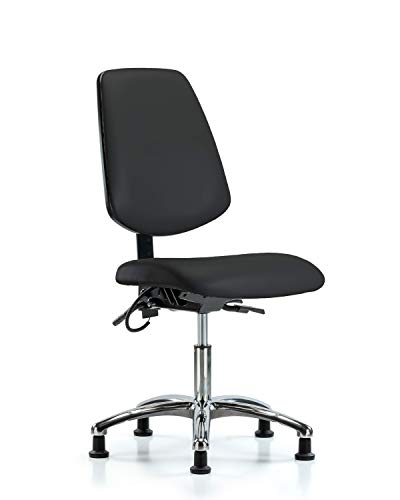 Labtech Seating LT41186 ESD VINIL Cadeira de altura da mesa de altura Média Base cromo, ESD Glide, azul